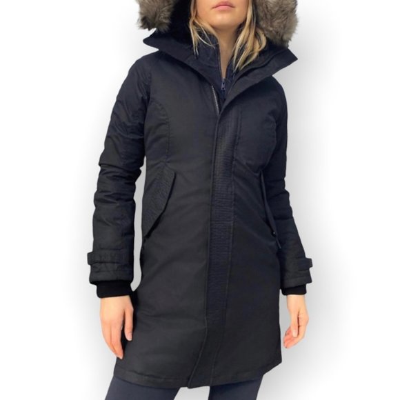Tna Black Aspen Parka Long Brown Fur 